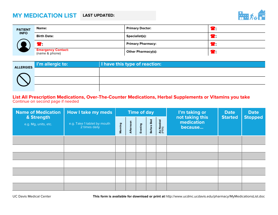 Medication list template image preview