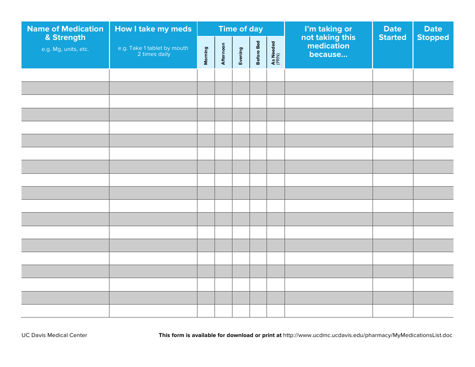 Medication List Template Download Printable Pdf Templateroller 8048