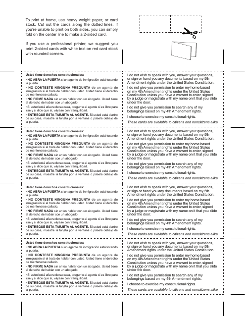 Fourth & Fifth Amendment Card Templates (English/Spanish)