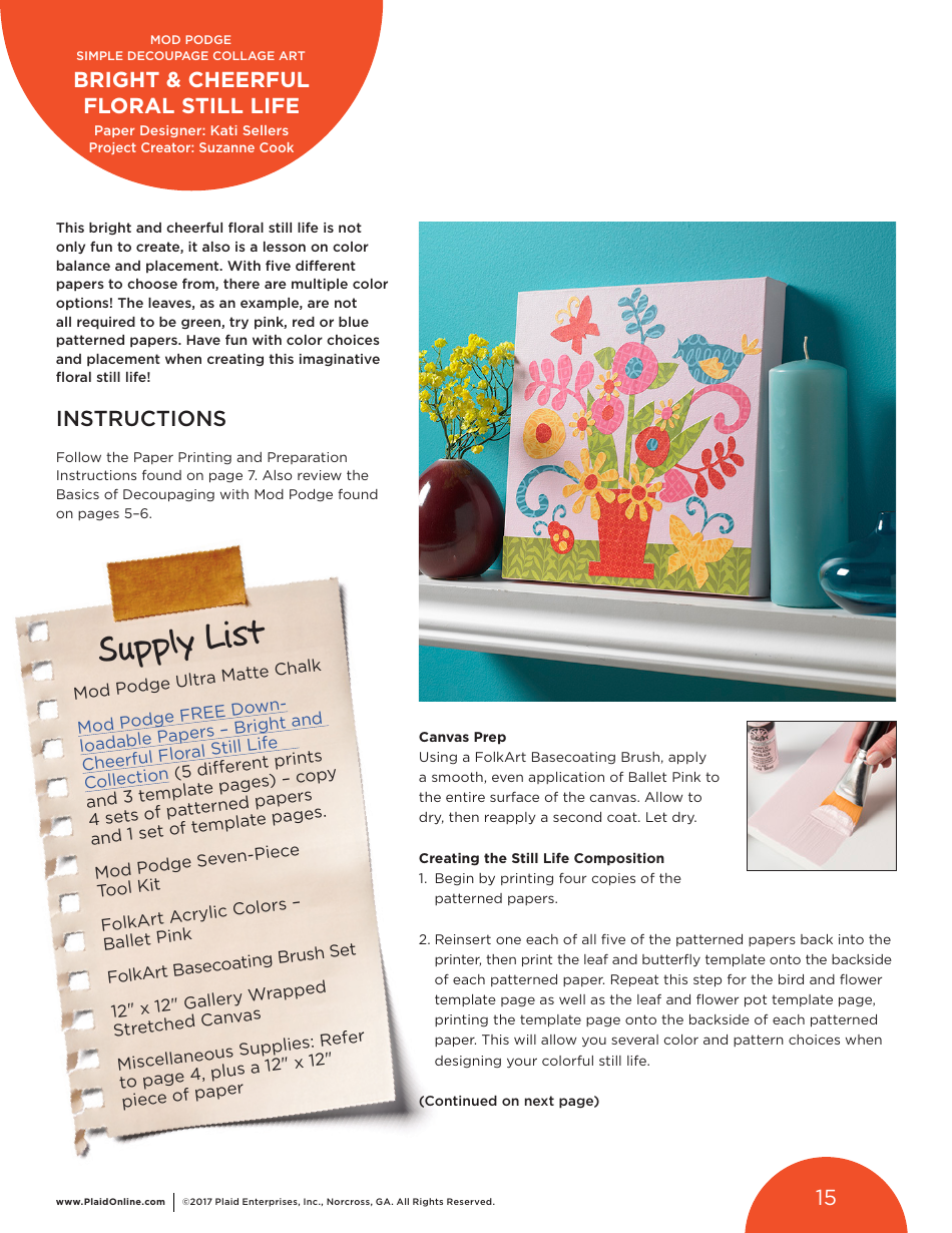 Bright  Cheerful Floral Decoupage Collage Art - Plaid Enterprises, Page 15