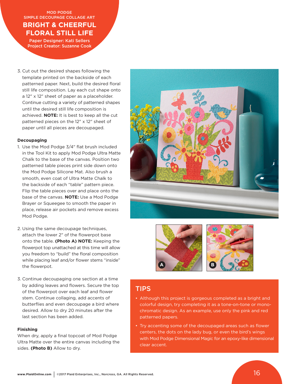 Bright  Cheerful Floral Decoupage Collage Art - Plaid Enterprises, Page 16