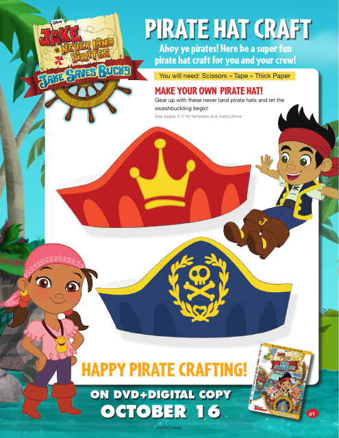 Paper Pirate Hat Craft Template - Disney
