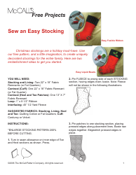 Document preview: Christmas Stocking Template - the Mccall Pattern Company