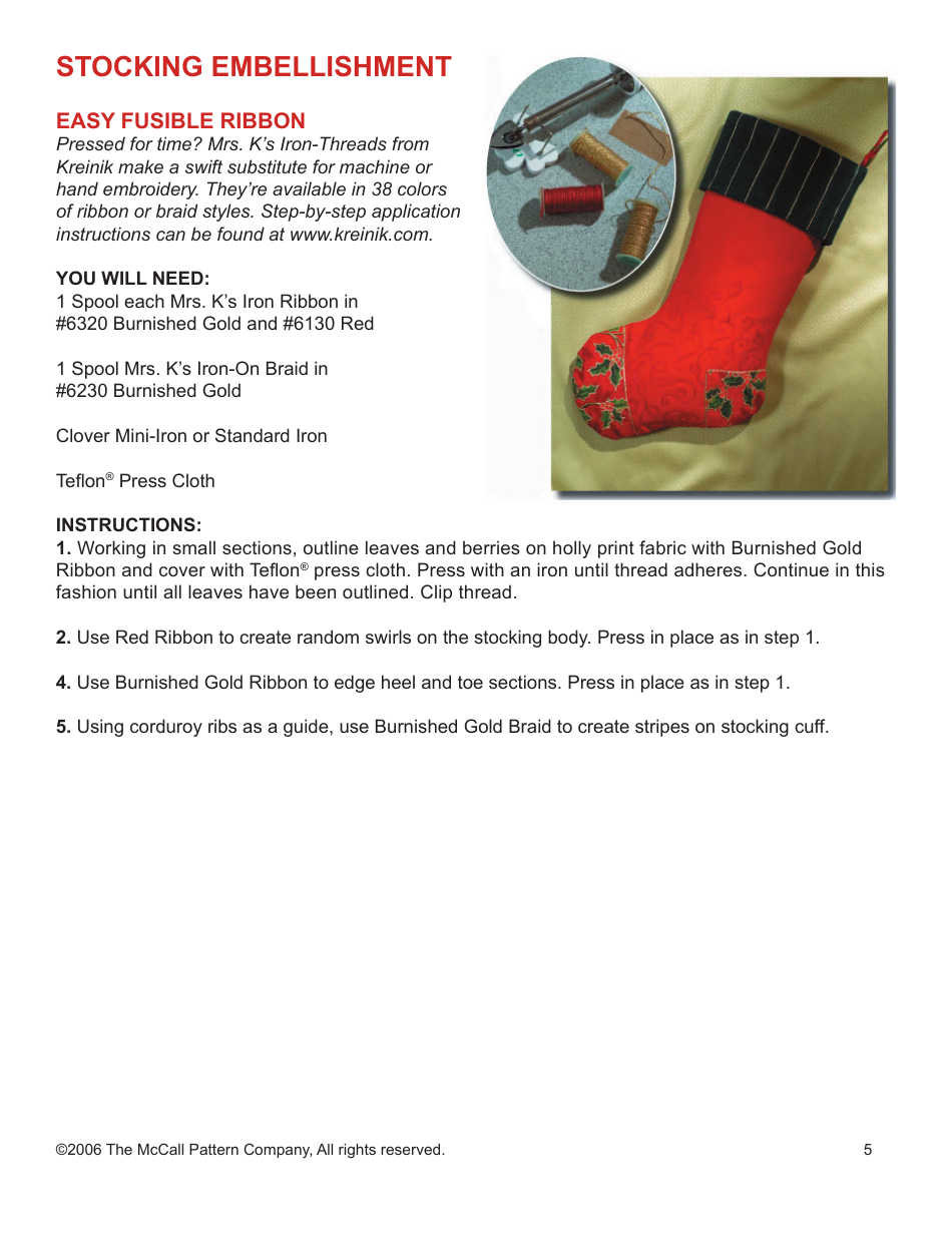 Christmas Stocking Template - the Mccall Pattern Company, Page 5