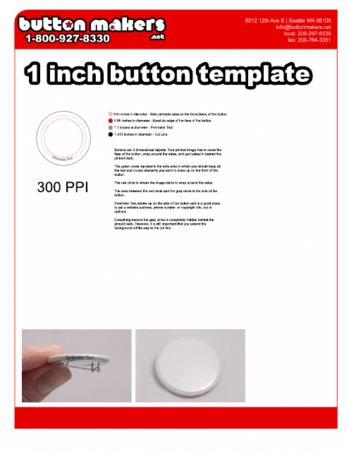 1 Inch Button Template - 300 Ppi