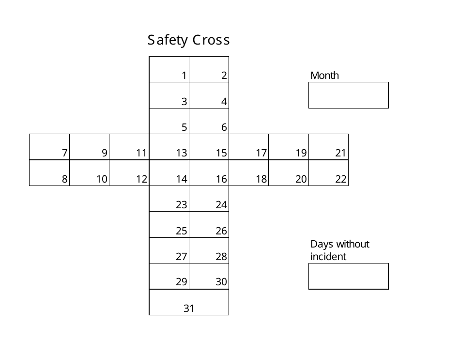 Safety Cross Template - Accident Prevention Graph