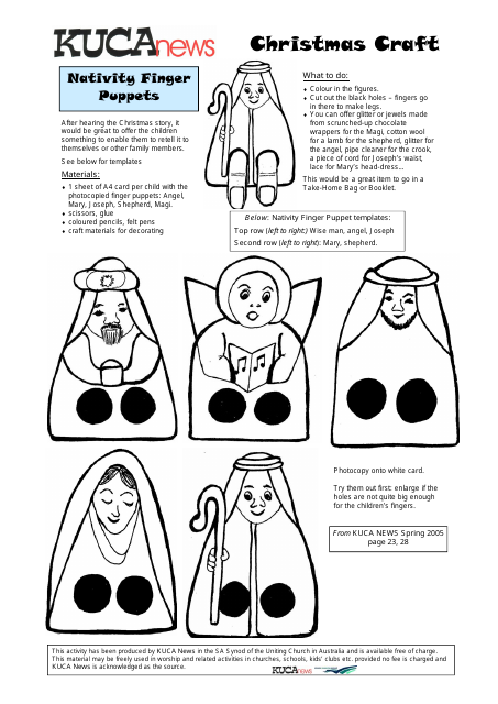Nativity Finger Puppet Templates - Printable finger puppet templates of the nativity characters including Jesus, Mary, Joseph, the wise men, and the shepherds.