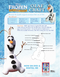 Document preview: Frozen Olaf Paper Craft Template - Disney