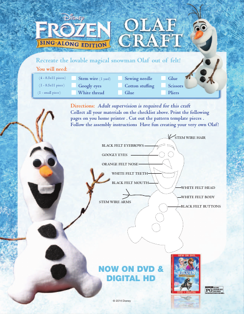 Frozen Olaf Paper Craft Template - Disney