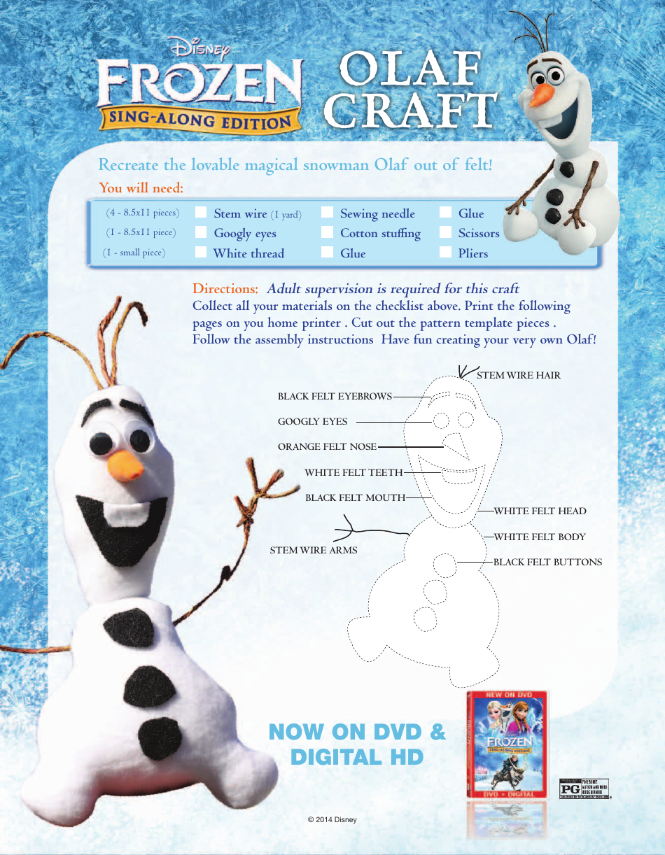 Frozen Olaf Paper Craft Template - Disney image preview