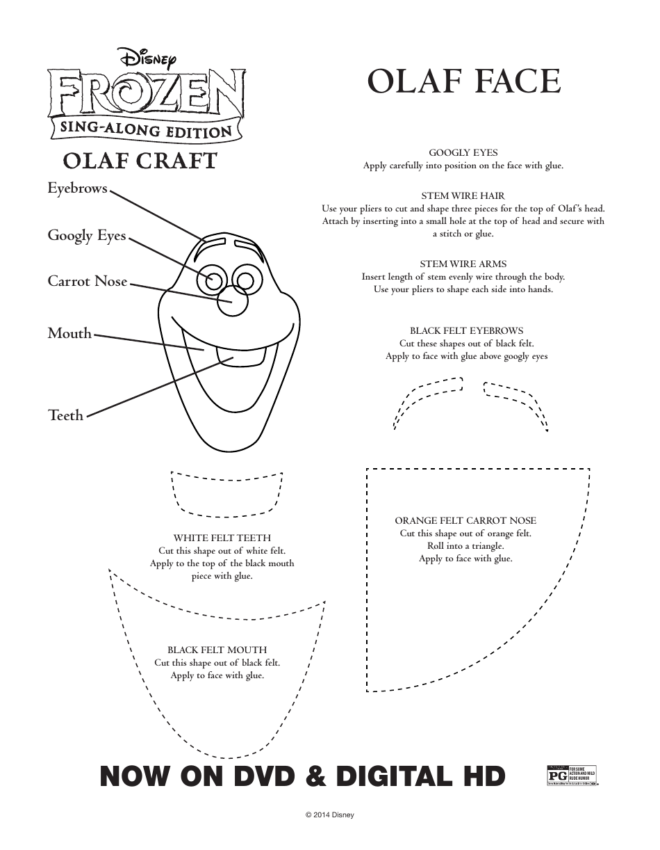 Frozen Olaf Paper Craft Template - Disney, Page 3