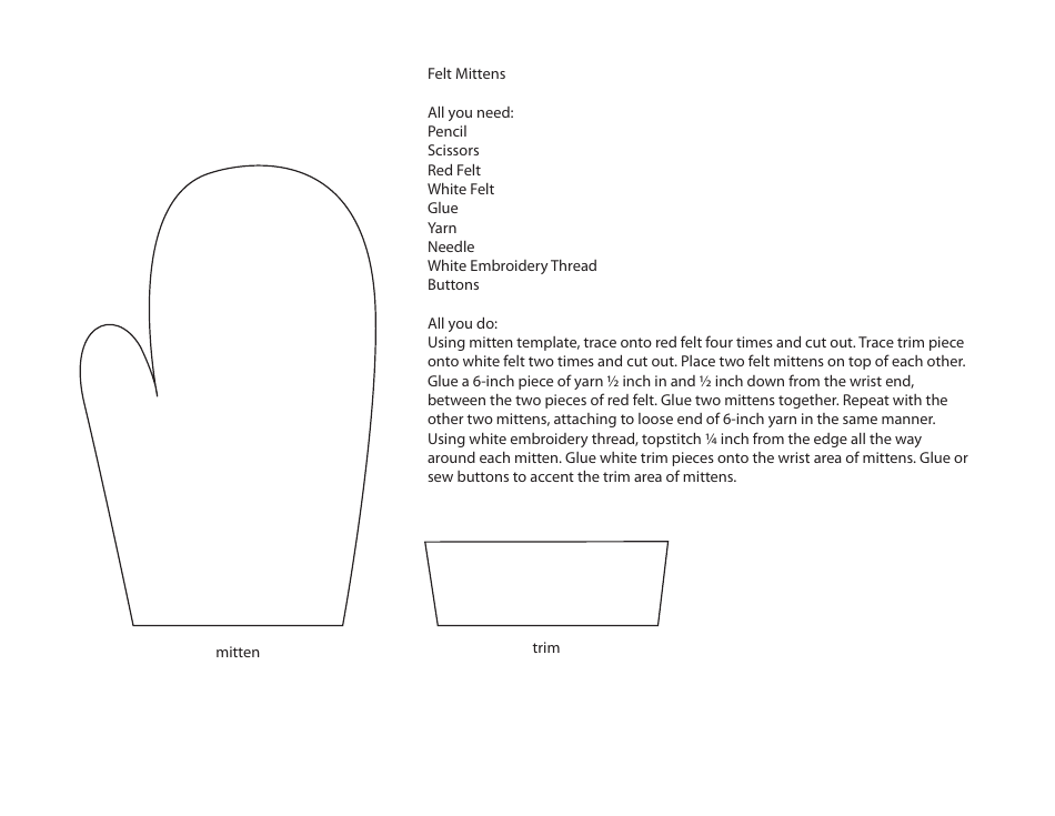 Felt Mitten Template - Free Download