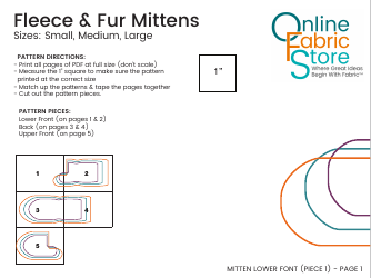 Document preview: Fleece & Fur Mitten Templates