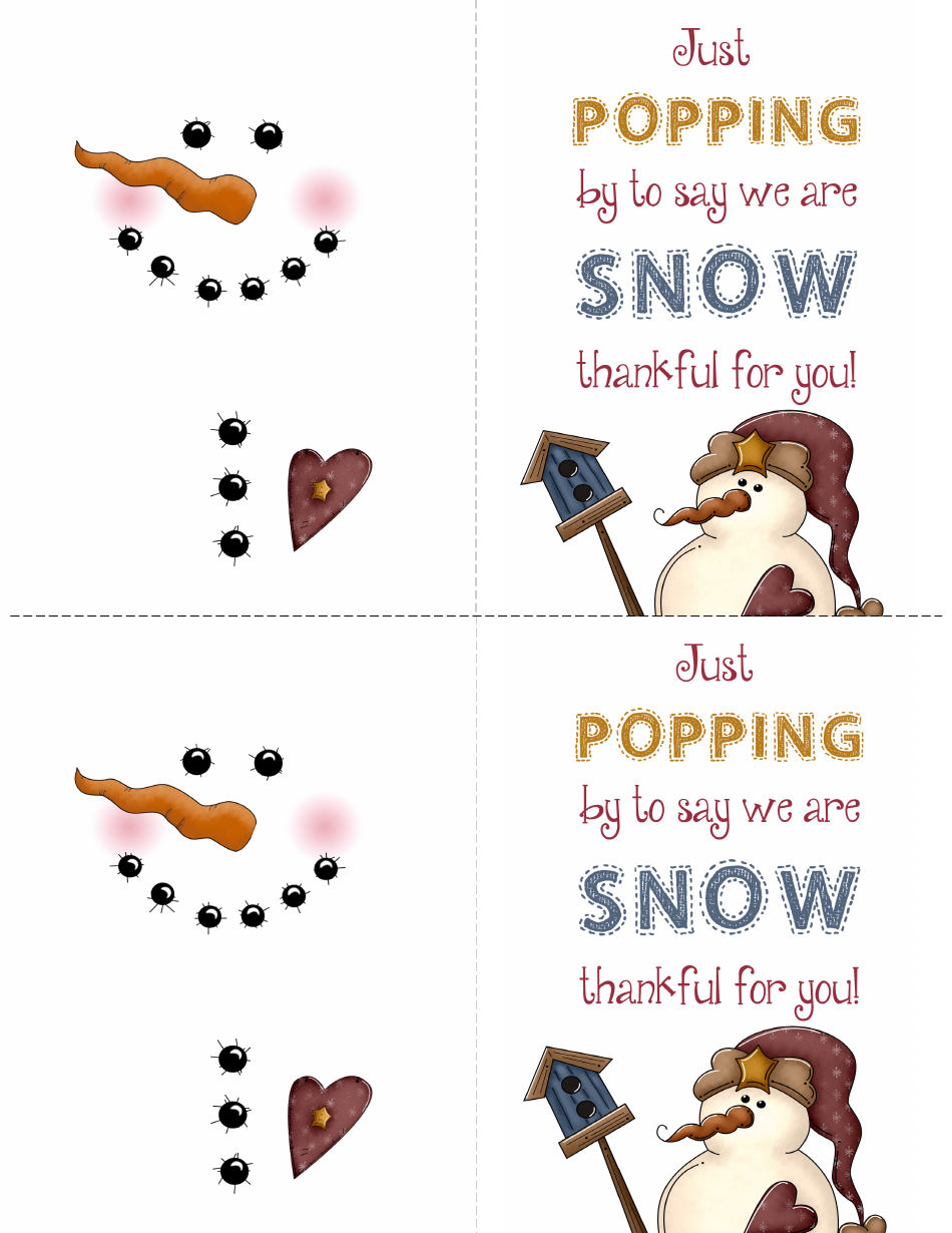 Snowman Pop up Card Template - TemplateRoller.com