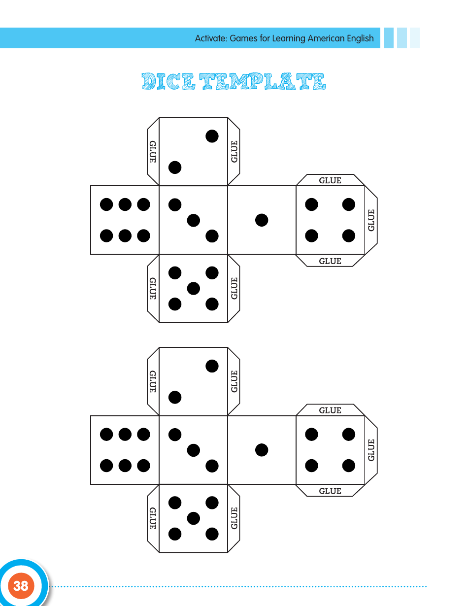 Dice Template - Games for Learning American English