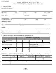 Form H511.340 School Personnel Health Record - Pennsylvania