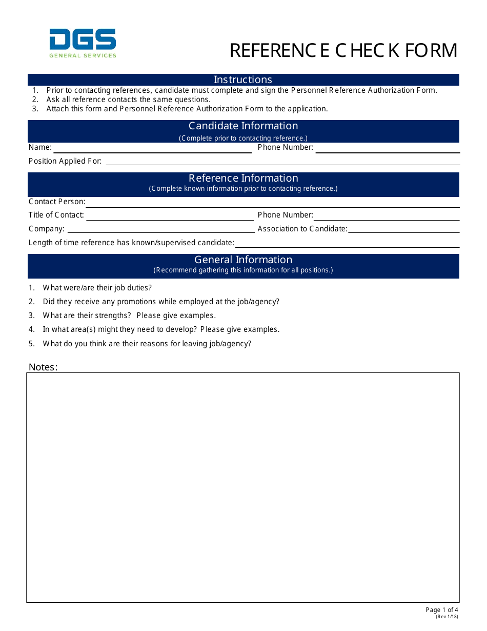Reference Check Form - California, Page 1