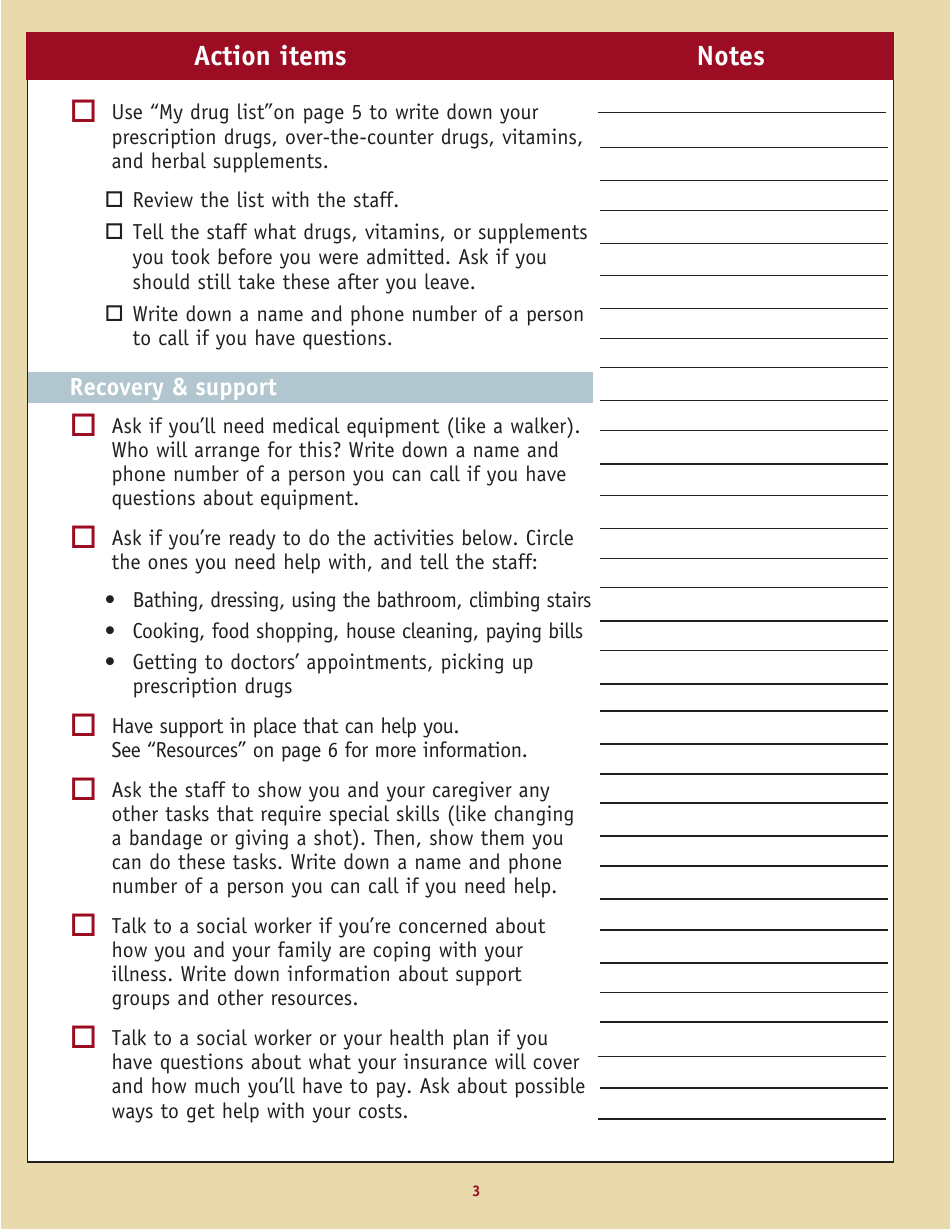 Discharge Planning Checklist, Page 3