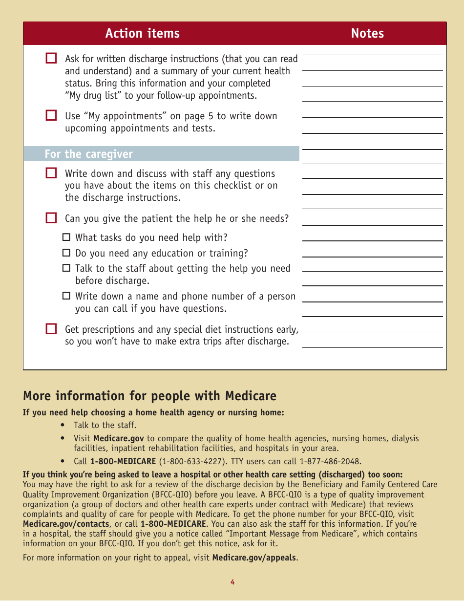Discharge Planning Checklist, Page 4