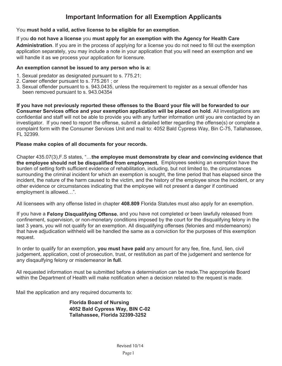 Florida Exemption Application Fill Out, Sign Online and Download PDF