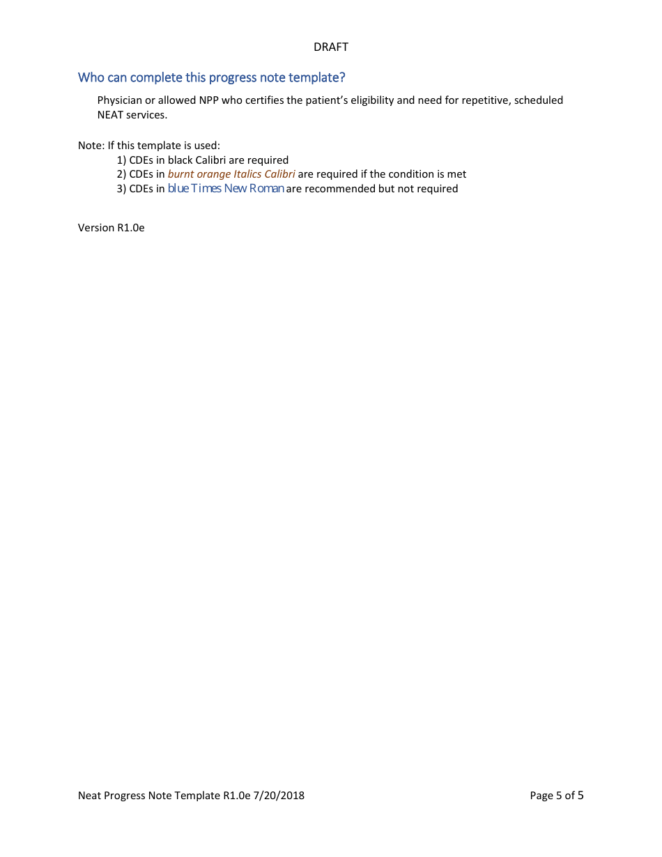 Non-emergency Ambulance Transportation Progress Note Template, Page 5