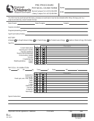 Document preview: Pre-procedure Physical Exam Form - Cincinnati Children's