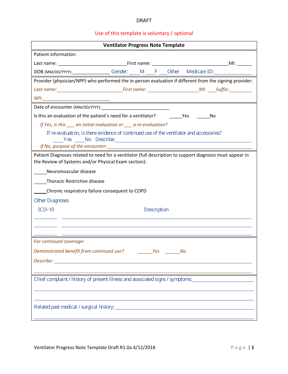 Ventilator Progress Note Template, Page 3