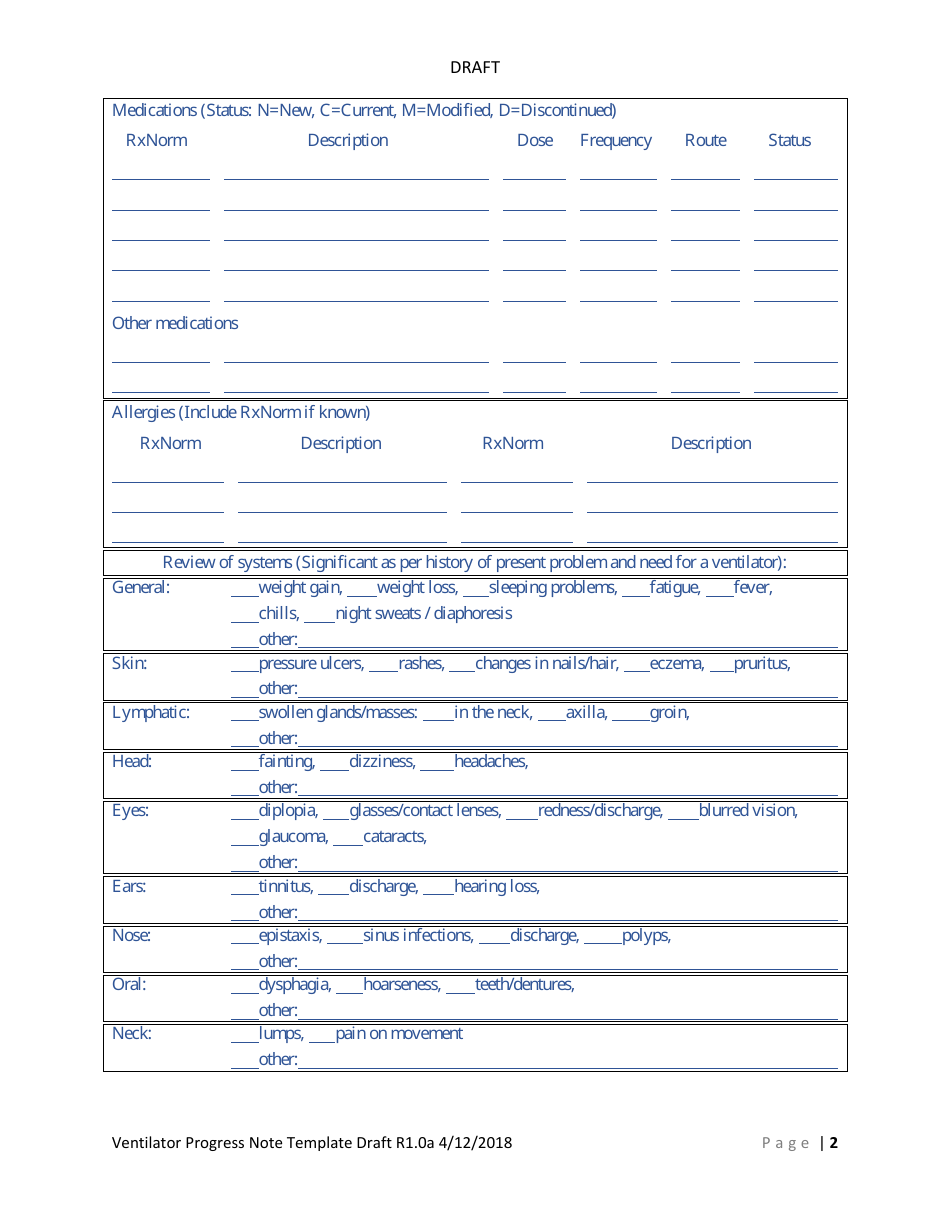 Ventilator Progress Note Template, Page 4