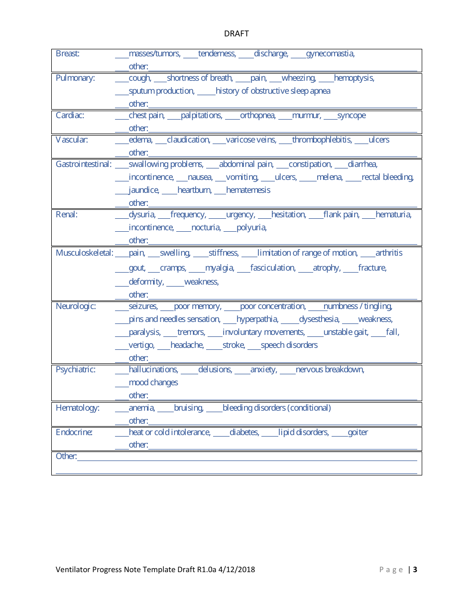 Ventilator Progress Note Template, Page 5