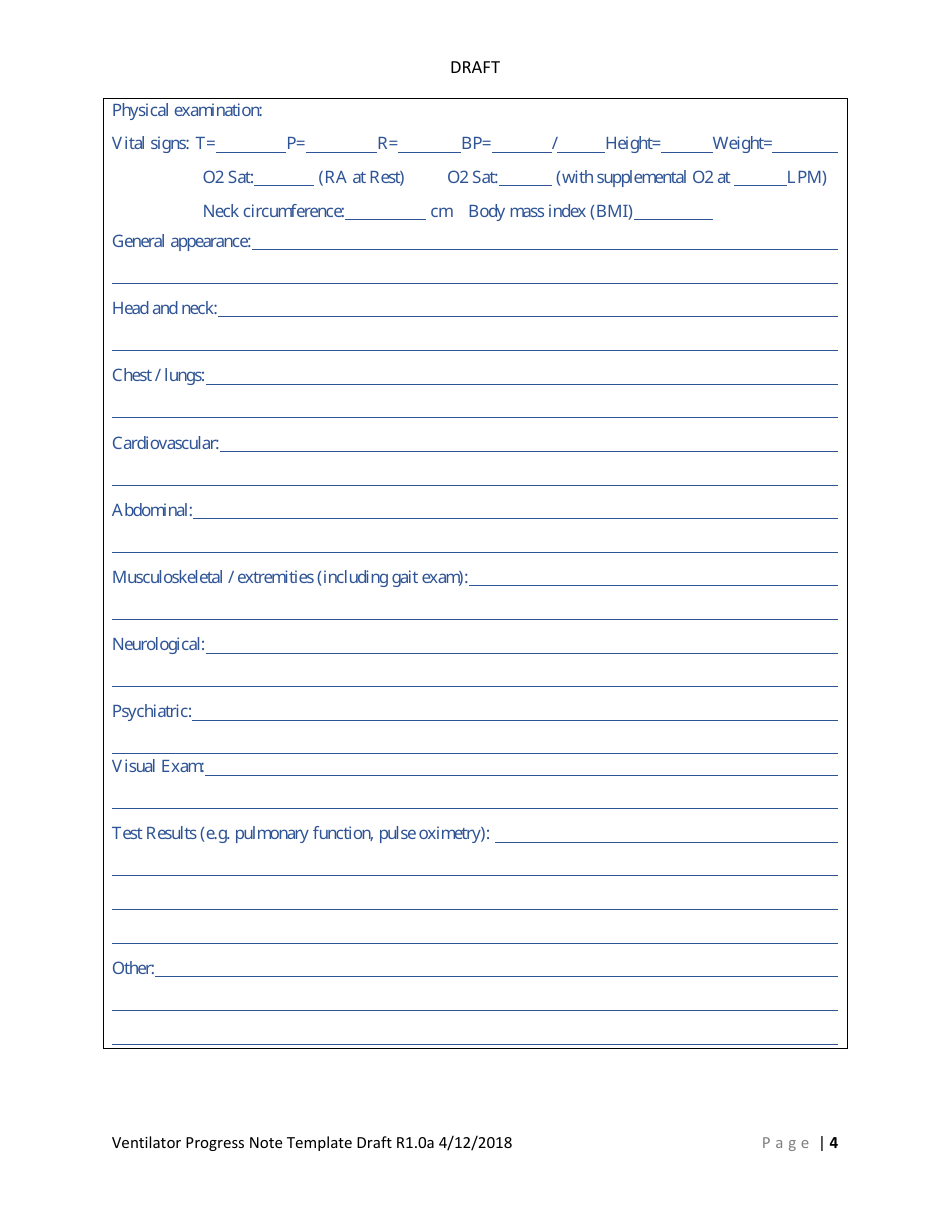 Ventilator Progress Note Template, Page 6