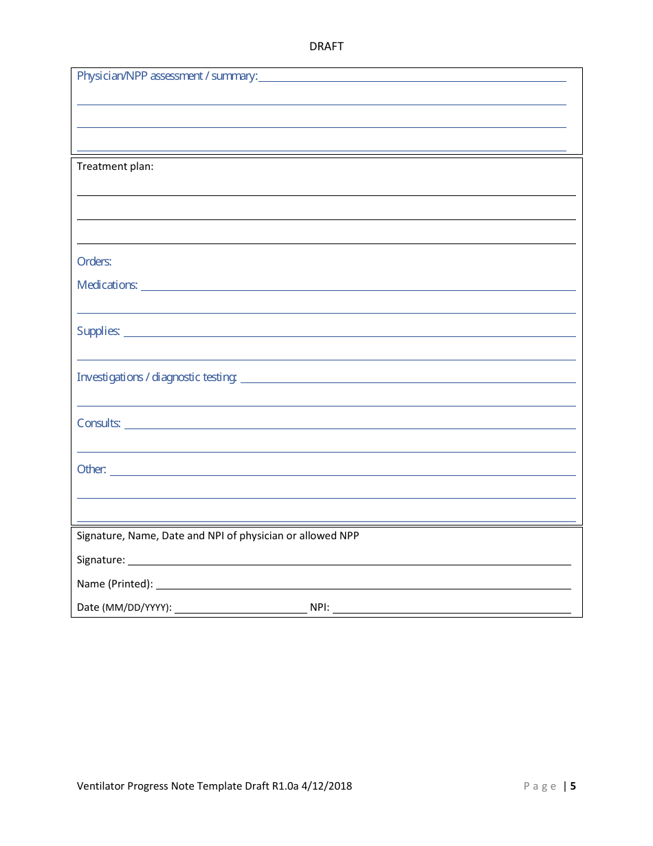 Ventilator Progress Note Template, Page 7