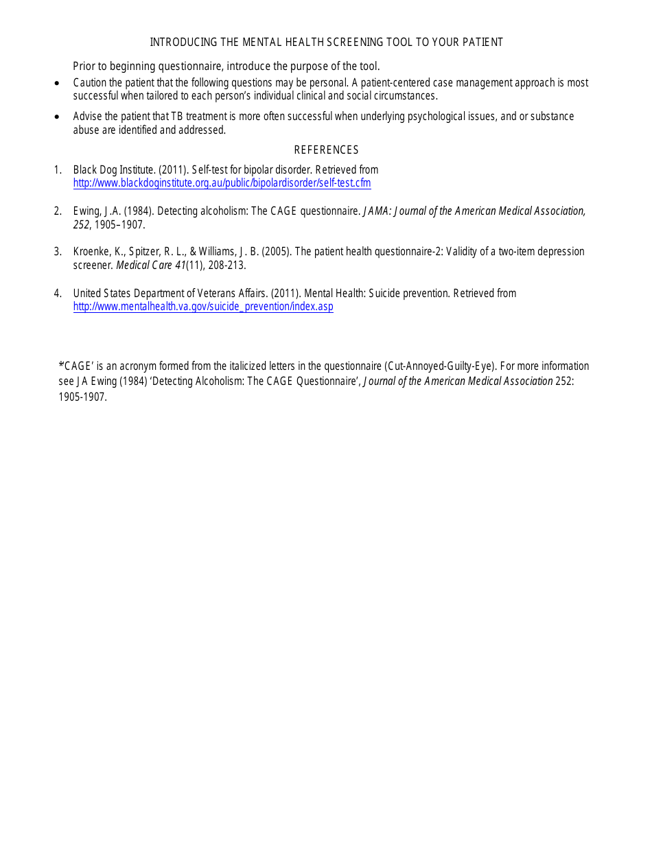 Mental Health Assessment Tool, Page 4