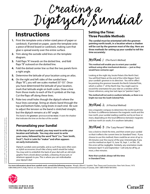 Diptych Sundial Template - Canada Science and Technology Museum Corporation