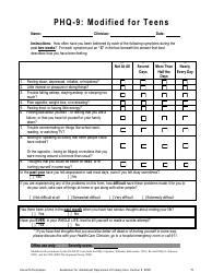 Phq-9 Modified for Teens Download Fillable PDF | Templateroller