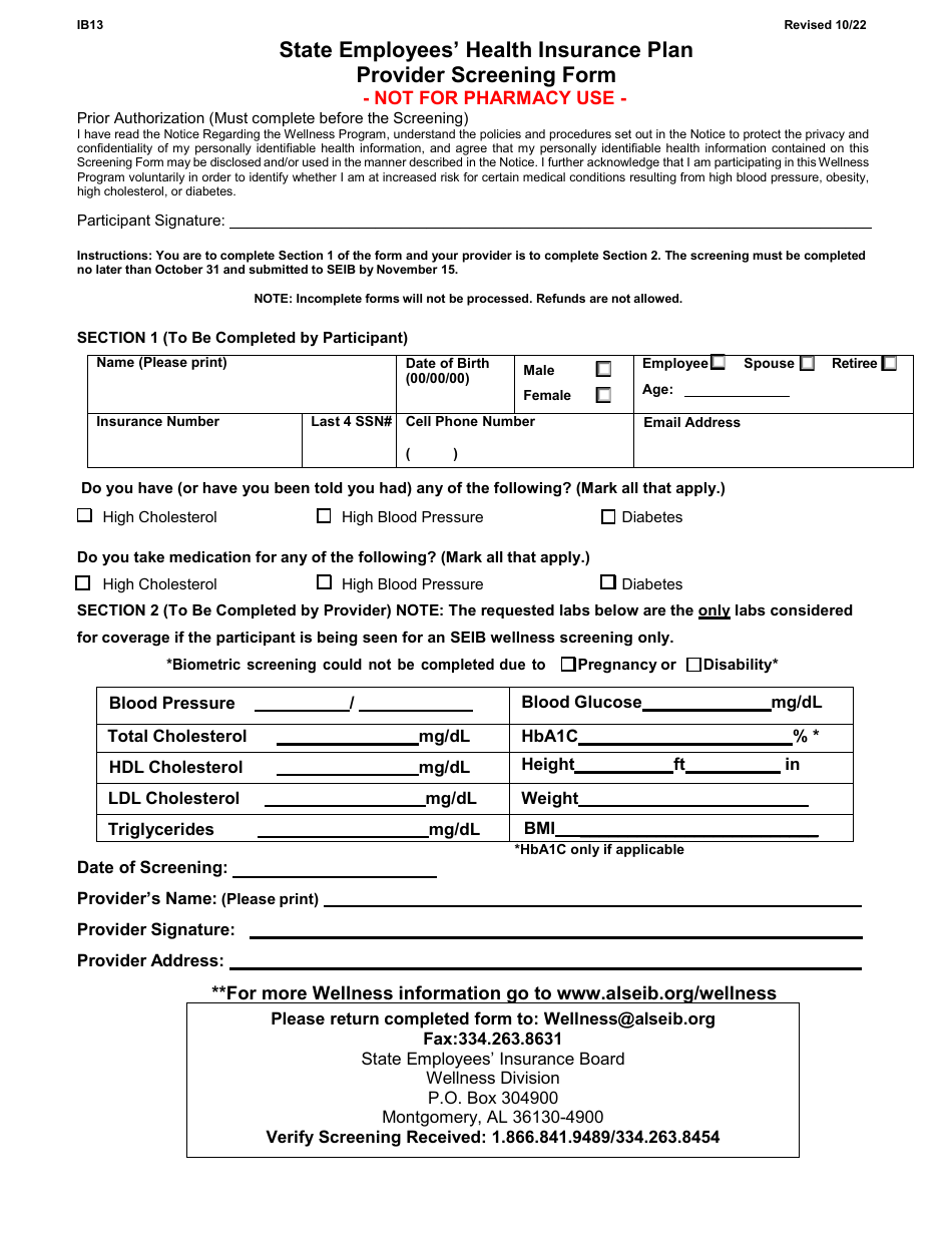 Form IB13 Fill Out, Sign Online and Download Printable PDF, Alabama