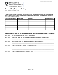 New Patient Dental Intake Form, Page 2