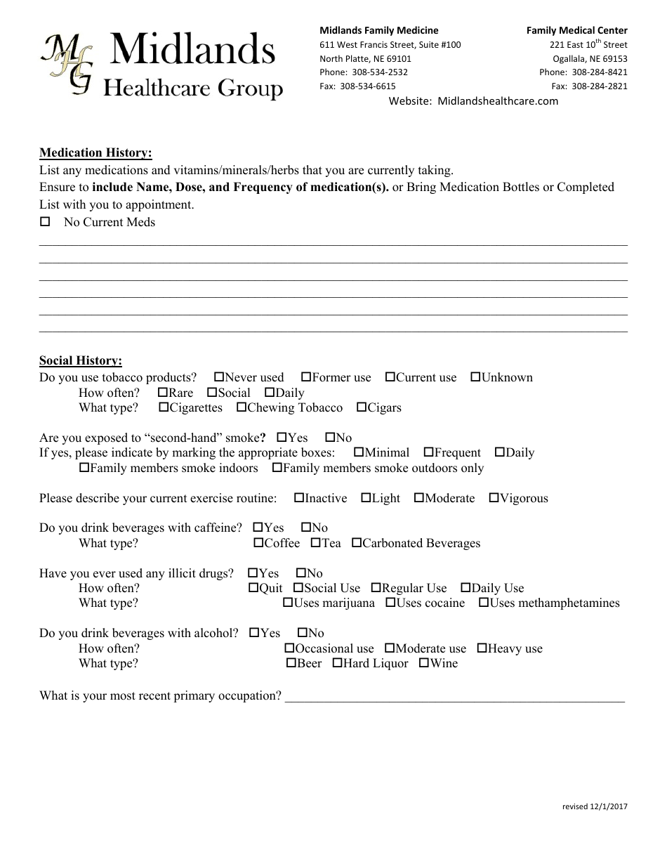 Patient Intake and History Form - Midland Healthcare Group, Page 3