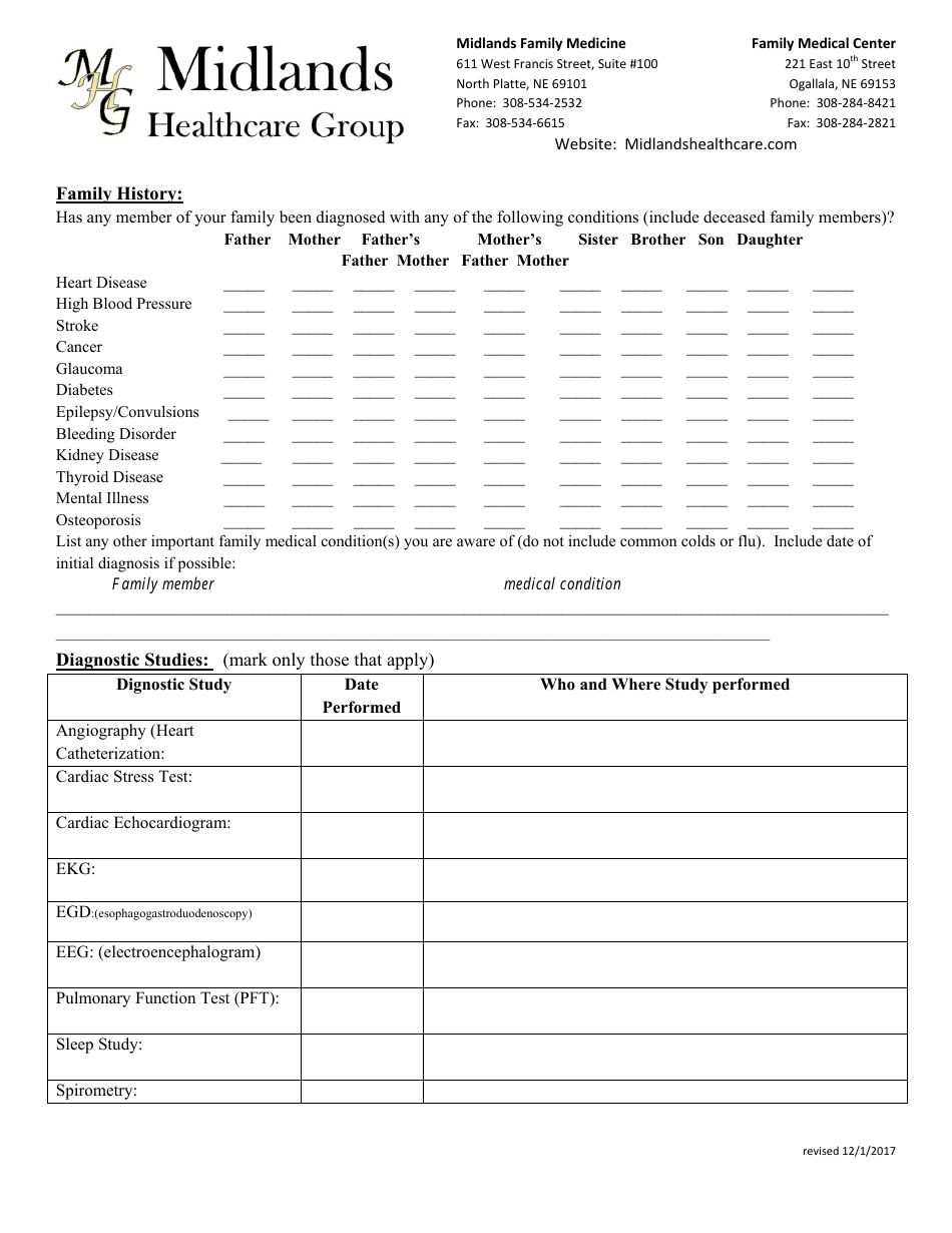 Patient Intake and History Form - Midland Healthcare Group, Page 4