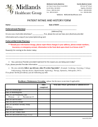 Document preview: Patient Intake and History Form - Midland Healthcare Group