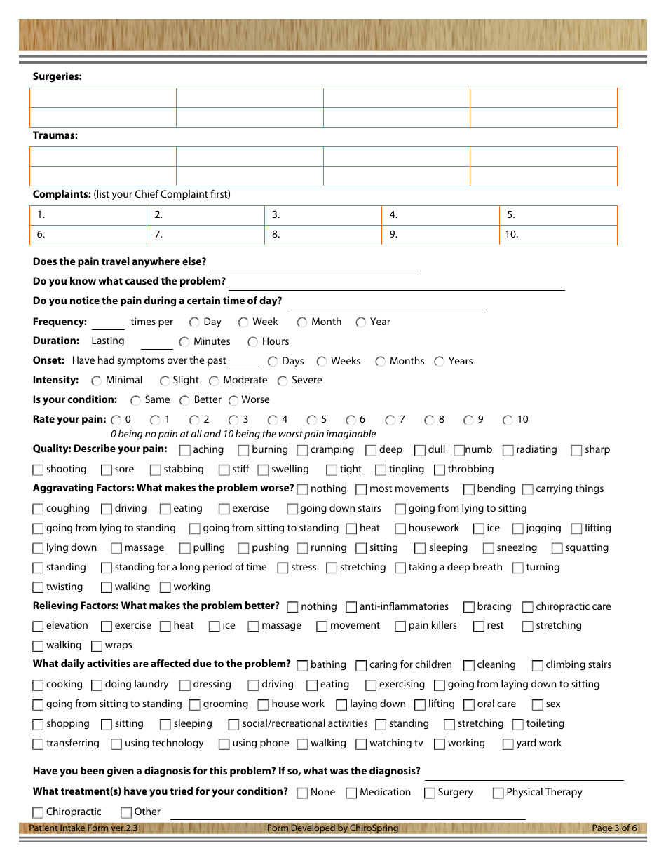 Patient Intake Form Body Shop Chiropractic Fill Out, Sign Online
