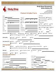 Document preview: Patient Intake Form - Body Shop Chiropractic