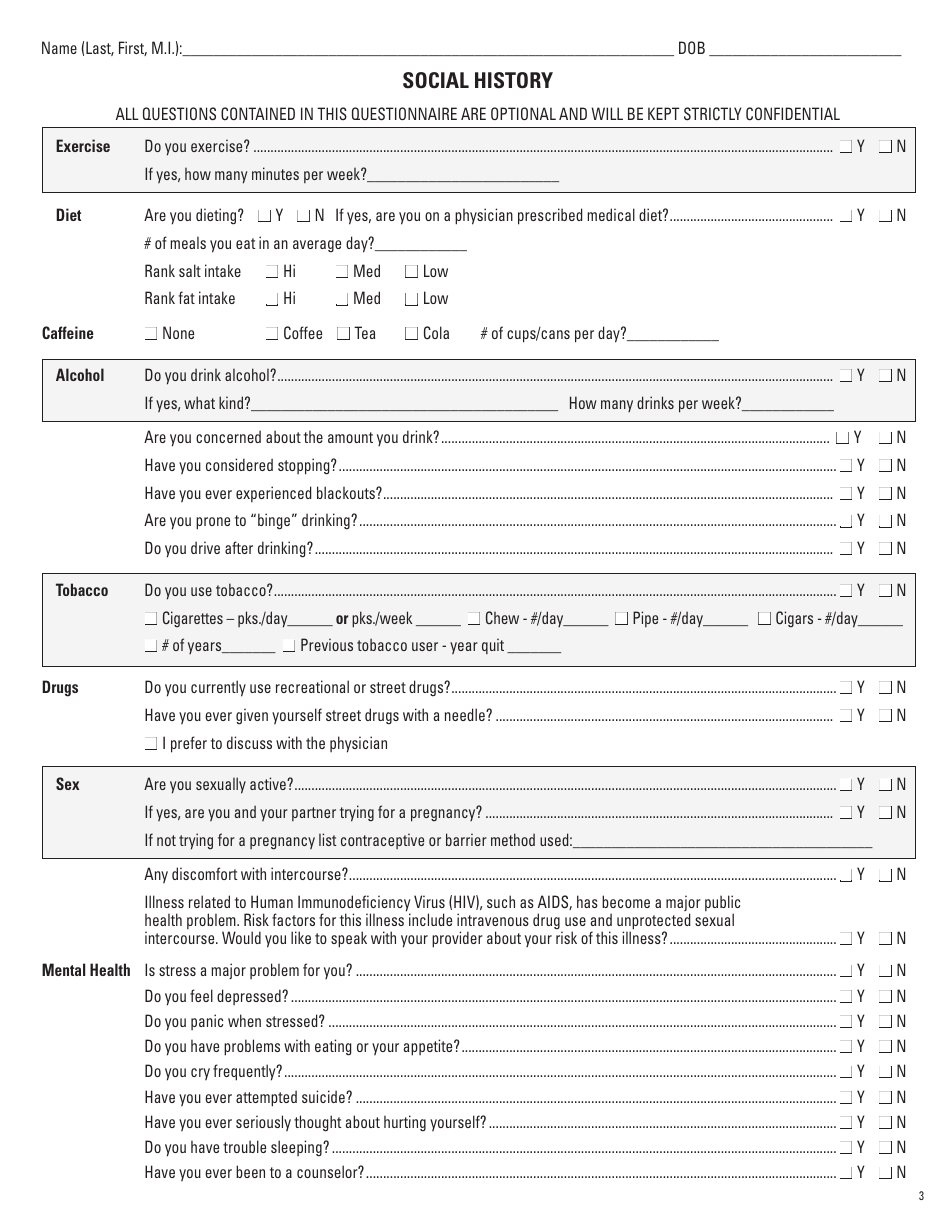 Health History Questionnaire - Trihealth, Page 3
