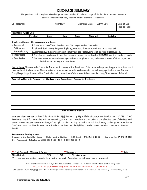 Discharge Summary - Alameda County, California Download Pdf