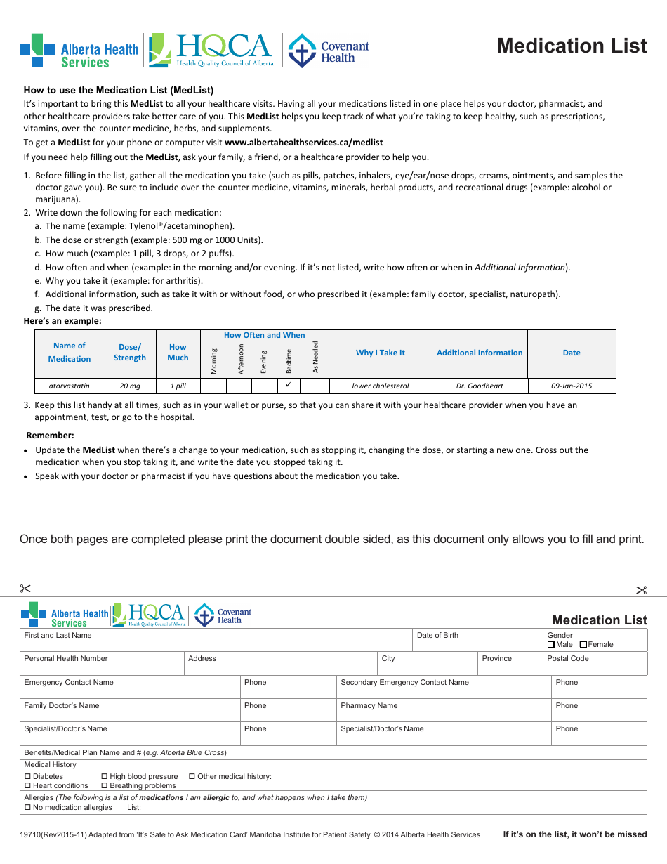 Alberta Rx Form Form 19710 - Fill Out, Sign Online and Download Fillable PDF, Alberta ...