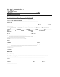 Physical Examination Form - With Questionnaire