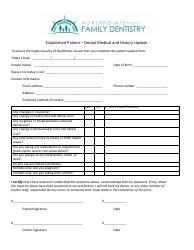 Document preview: Established Patient Dental Medical and History Update - Northpointe Family Dentistry
