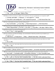 Document preview: Orthotic Patient Satisfaction Survey