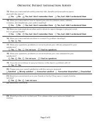 Orthotic Patient Satisfaction Survey, Page 2