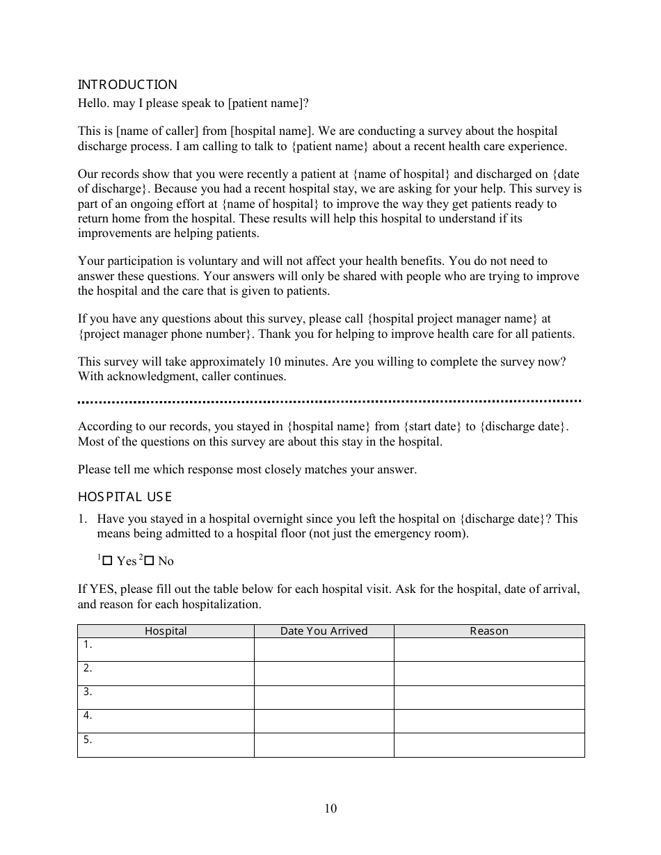 Patient Outcome Survey, Page 10