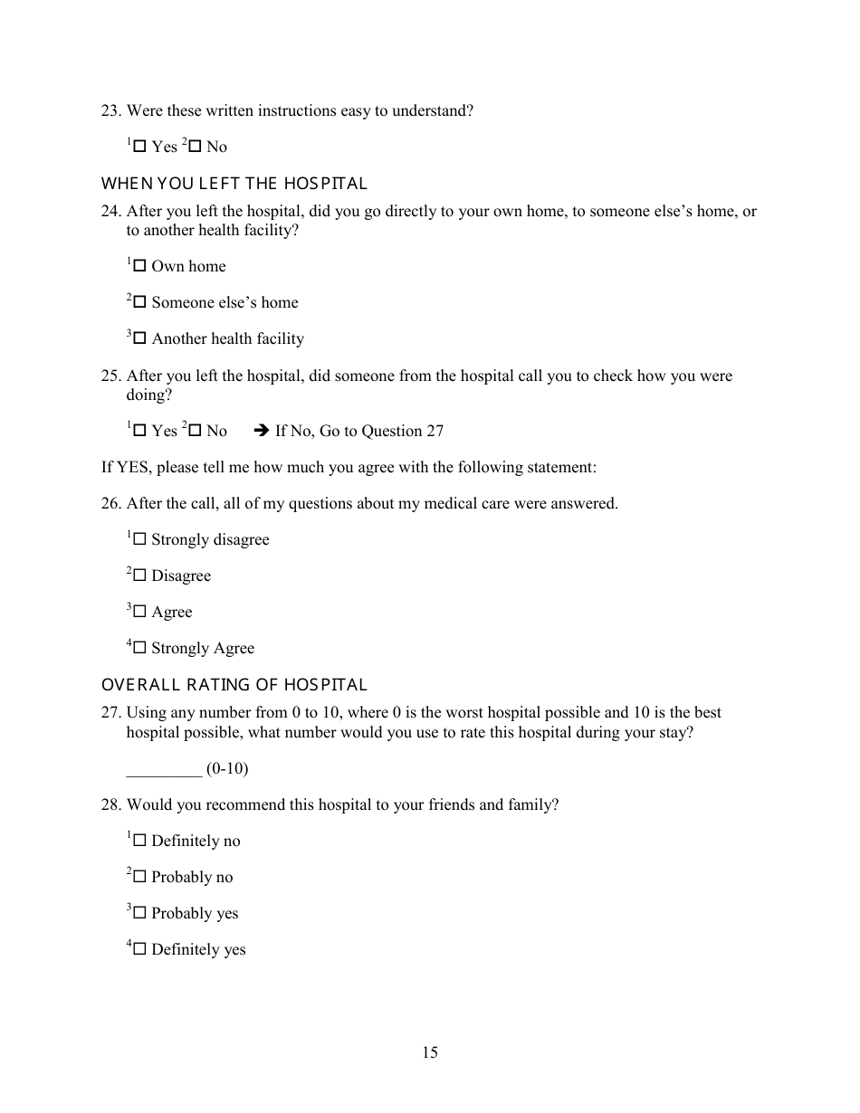 Patient Outcome Survey, Page 15